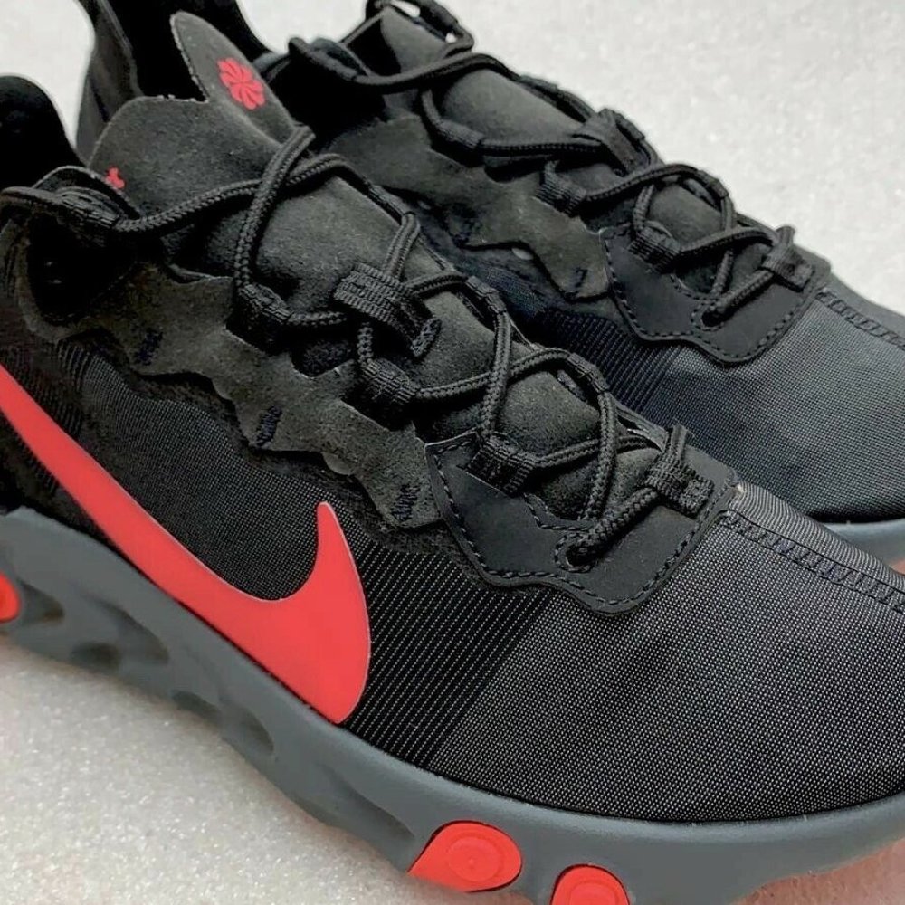 Nike React Element 55 Size 8.5 Black Solar Red Run